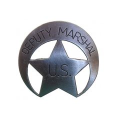 Réplica de una placa del Servicio de Alguaciles de los Estados Unidos  US Marshal fabricada en metal, con aguja para su sujeción.