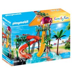 PLAYMOBIL Family Fun 70609 Parque Acuático con Tobogán, Para jugar con agua, Juguete para niños a partir de 4 años
