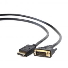 Gembird CC-DPM-DVIM-3M adaptador de cable de vídeo DisplayPort DVI Negro