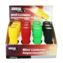 Pack de 12 uds (expositor) Mini linterna impermeable de 9 LEDs Electro DH 60.363 8430552125654