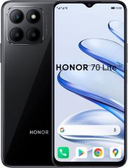 Teléfono Honor 70 Lite 5g. Color Negro (Midnight Black). 128 GB de Memoria Interna, 4 GB de RAM, Dual Sim. Pantalla TFT / LCD de 6,5''. Cámara trasera de 50 MP y Frontal de 8 MP. Smartphone libre.