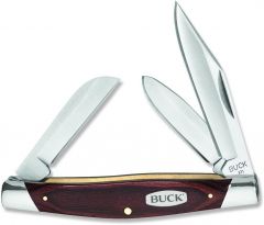 Buck Knives STE-0373BRS Navaja de bolsillo multiusos Trio con tres cuchillas de acero inoxidable 420J2, de 6.7cm con mango de madera de color marrón . Clip, spey y pìe de oveja