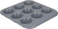 MasterClass Smart Ceramic Bandeja para Muffins y Magdalenas de Acero al Carbono Antiadherente Apilable 9 Agujeros 24 x 22 cm 