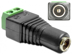DeLOCK 65421 cambiador de género para cable DC 2.1 x 5.5 mm 2p Negro, Verde, Plata