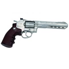 Pistola Revólver Magnum Super Sport tipo Python Full Metal calibre 4.5 mm - Cromada - CO2 - Energia 1.23 Julios - Velocidad de disparo 128m/s - 420 FPS. Ref: 702B