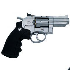 Pistola WG Sport 708 Revólver tipo Phyton 2.5" Full Metal calibre 4.5 mm - Cromada - CO2 - Energia 1.23 Julios - Velocidad de disparo 128m/s - 420 FPS. Ref:708B