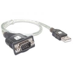 Techly IDATA USB-SER-2T cable de serie Transparente 0,45 m USB tipo A DB-9
