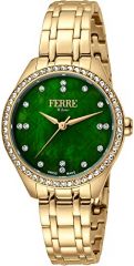 Reloj Ferrè Milano FM1L116M0071 Acero Inoxidable Chapado correa color: Oro Amarillo Dial Verde Analógico Mujer