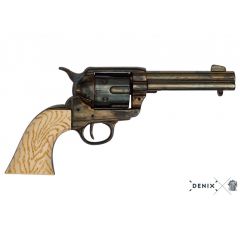 Réplica de revolver Calibre 45 Peacemaker 4.75" de Guerra Civil Americana de 1873 fabricada en metal de imitación de marfil 