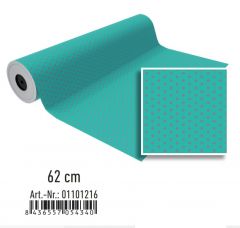 Bobina papel de regalo 62 cm verde con puntos grises