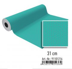 Bobina papel de regalo 31 cm verde con puntos grises