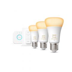 Philips Hue White ambiance Kit de inicio: 3 bombillas inteligentes E27 (1100) + regulador de intensidad