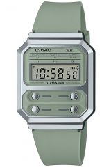 Reloj de pulsera CASIO Retro Vintage - A100WEF-3AEF correa color: Verde Dial LCD Verde Unisex
