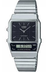 Reloj de pulsera CASIO Retro Vintage - AQ-800E-1A correa color: Gris plata Dial Negro Unisex