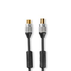 Nedis Cable Coaxial de 90 dB | IEC (Coaxial) Macho – IEC (Coaxial) Hembra | 1,50 m | Gris Antracita NE550704354