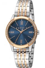 Reloj de pulsera Esprit Anny - ES1L345M0105 correa color: Gris plata Oro rosa Dial Azul noche Mujer