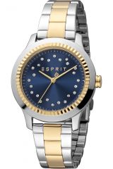 Reloj de pulsera Esprit Joyce - ES1L351M0125 correa color: Gris plata Oro amarillo Dial Azul noche Mujer