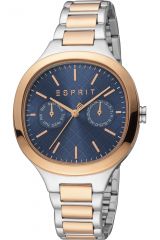 Reloj de pulsera Esprit Momo - ES1L352M0095 correa color: Gris plata Oro rosa Dial Azul noche Mujer