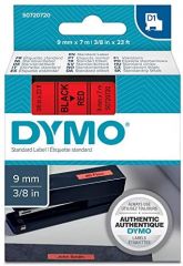 DYMO D1 - Etiquetas estándar - Negro sobre rojo - 9mm x 7m