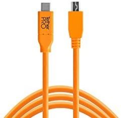 Tether Tools CUC2415-ORG cable USB 4,6 m USB 2.0 USB C Mini-USB B Naranja