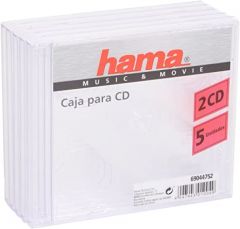 Hama CD Double Jewel Case, Pack 5 2 discos Transparente