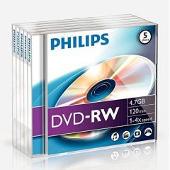 OUTLET Philips PHOV-RW4754JC Caja de medios DVD-RW en blanco 5 piezas, el embalaje puede variar