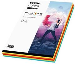 inapa Tecno Colors - Papel para fotocopiadora (80 g/m², A4, 100 hojas)