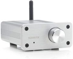 Mini Amplificador Bluetooth - Marmitek BoomBoom 460 - aptX - 2x 20W RMS - Entrada AUX - Conexión de Altavoz Pasivo - Control de Volumen - Carcasa de Metal - Conecta tus Altavoces Antiguos - Plateado