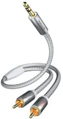 In-akustik Premium II - Cable de audio (clavija de 3,5 mm, 2 conectores macho RCA, 3m), color blanco