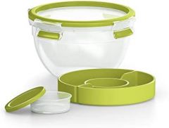 EMSA CLIP & GO Salad box XL Alrededor Caja 2,6 L Verde, Transparente 3 pieza(s)