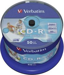 Verbatim CD-R AZO Wide Inkjet Printable no ID 700 MB 50 pieza(s)