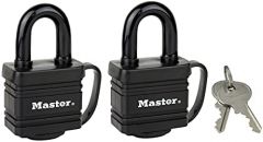 Master Lock 7804EURT Envase da 2 Candados de Acero Laminado Revestido a Llaves, Negro, 7,8 x 4 x 2,9 cm