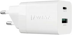 VARTA Speed Charger 38 W mit GaN-Technologie (Wall Charger, Netzteil mit 2 USB-Anschlüssen (1x USB Type C PD, 1x USB A QC), Laden von 2 Geräten, weiß