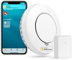 Meross Detector de Humo Inteligente - Alarmas de Humo para Casa, Detector de Alarma de Humo, Compatible con Apple HomeKit, con Silencio y Autotest, Probado Según VDS DIN EN 14604 (Hub Incluida)