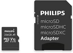 Philips Tarjeta SDXC de 256 GB + Adaptador SD UHS-I U1 Reads up to 80 MB/s A1 Fast App Performance V10 Memory Card for Smartphones, Tablet PC, Lector de Tarjetas