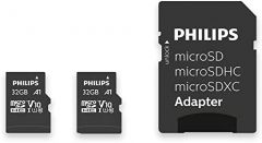 Philips Tarjeta MicroSD de 32 GB, hasta 80 MB/s (R), MicroSDHC con Adaptador SD A1 / U1 / C10 / V10, Paquete de 2 Unidades, Modelo n. FM32MP45D