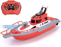 Dickie Toys Barco de Bomberos – Barco teledirigido para niños a Partir de 6 años, con función de Salpicaduras de Agua y Mando a Distancia, 3 km/h, Barco RC