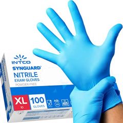 100 guantes de nitrilo sin polvo, sin látex, hipoalergénicos, certificados CE conforme a la norma EN455, guantes para alimentos, guantes médicos desechables (XL)