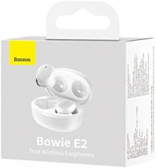 Baseus Auricular Bluetooth Bowie E2 BT 5.2, TWS Sincronización AV, Baja latencia, IP55, Blanco (NGTW090002)