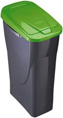 Papelera 15 litros ecobin con tapa color negro/verde 31x20x42cm mondex