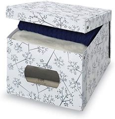 Domopak 916050 caja de almacenaje Rectangular Caja de cartón, Cloruro de polivinilo Gris, Blanco