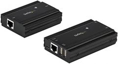 StarTech.com Hub Concentrador Extensor USB 2.0 de 4 Puertos por un Solo Cable Ethernet CAT5e/CAT6 RJ45 - 100m - Juego de Alargador USB - Caja de Metal - Alimentación Externa - 480 Mbps