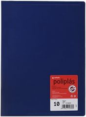 Grafoplás carpeta poliplás de polipropileno opaco con 10 fundas soldadas folio azul