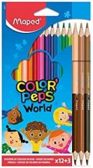 Maped lápices de colores color´peps duo world estuche de 12+3 c/surtidos tonos piel