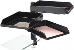 Archivo 2000 conjunto de 3 bandejas con soporte giratorio y mordaza para sujetar a mesa negro