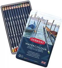 Derwent lápices de colores acuarelables watercolour caja metálica de 12 surtidos