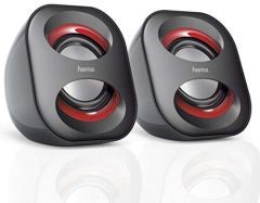 Hama | Altavoces para Ordenador, con conexión USB A y jack 3,5mm, potentes y ligeros, color negro.