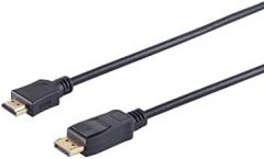 S-Conn Displayport - Conector de 20 p a HDMI macho, contactos dorados, 1 m