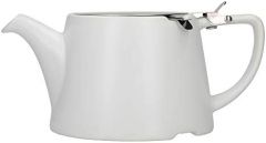 London Pottery Company 43220 - Tetera ovalada con infusor para té suelto, gres., gres, satén blanco, 3 Cup Loose Leaf Teapot