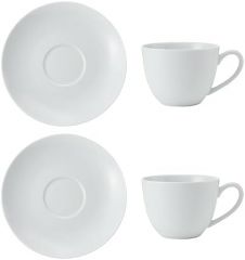 MIKASA Chalk Juego de 2 tazas y platillos de porcelana para capuccino, Tazas de café para diario, 310ml